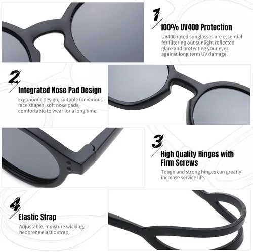 Vista 5 de COASION Lentes de sol polarizados para bebé con correa ajustable TPEE marco flexible para niños y niñas de 0 a 36 meses
