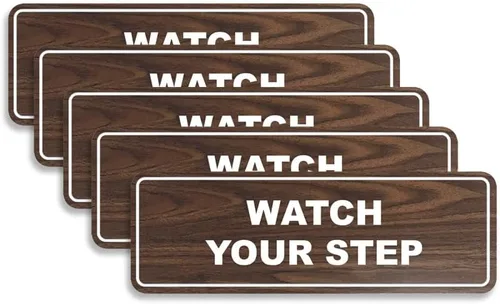 Vista 30 de Signs ByLITA Letrero estándar para pared o puerta con texto en inglés «Watch Your Step», señalización de salud y seguridad (negro), mediano
