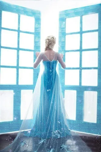 Vista 4 de Disfraz de princesa Elsa de Halloween para mujer, disfraz de princesa de Elsa