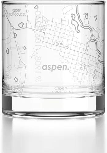 Vista 105 de Well Told Vaso de rocas grabado con mapa de Akron, Ohio, cristalería estilo antiguo (325ml, transparente) Vaso de bourbon grabado, regalos