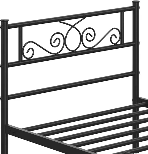 Vista 7 de Topeakmart Base de cama de metal clásico negro de 13 pulgadas con cabecero, base de colchón, plataforma de cama, base de cama con listones