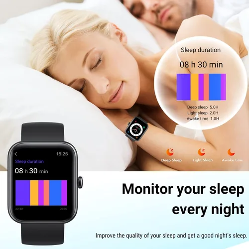 Vista 7 de Holiday Relojes inteligentes para hombres y mujeres, Alexa integrado, reloj de fitness con oxígeno en sangre, frecuencia cardíaca, monitor de sueño