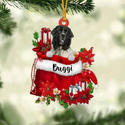 Vista 8 de Perro Akita Inu personalizado en bolsa de regalo, adorno de Navidad, nombre personalizado, regalo para amantes de los perros, familia, Navidad