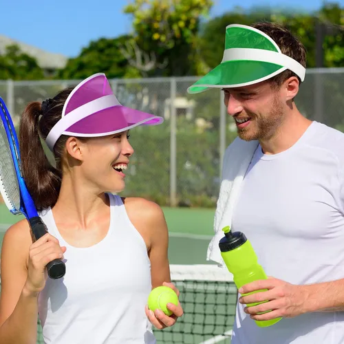 Vista 6 de Paquete de 14 viseras unisex de plástico transparente color caramelo visera turística gorra de póquer colorido