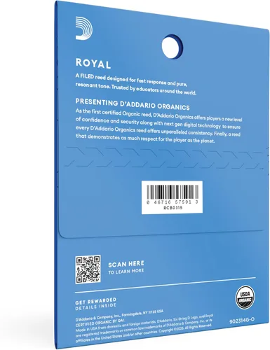 Vista 2 de Rico Royal cañas para clarinete Bb, 1.5 Royal Bb clarinet reeds feature a strong spine, filed cut and consistent response for any style.