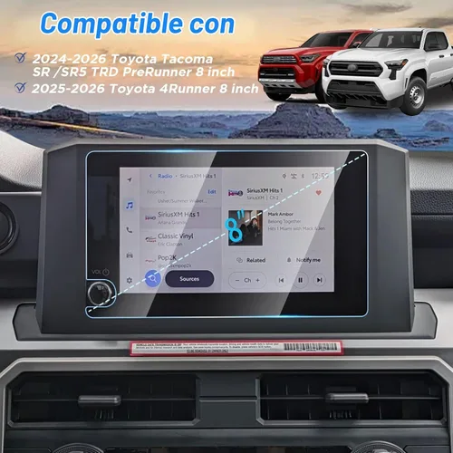 Vista 2 de Protector de pantalla HD para Toyota Tacoma 2024-2026/4Runner 2025-2026 Only for 8-Inch Screen, HD Glass, Sensitive Touch, 9H Hardness, Scratch