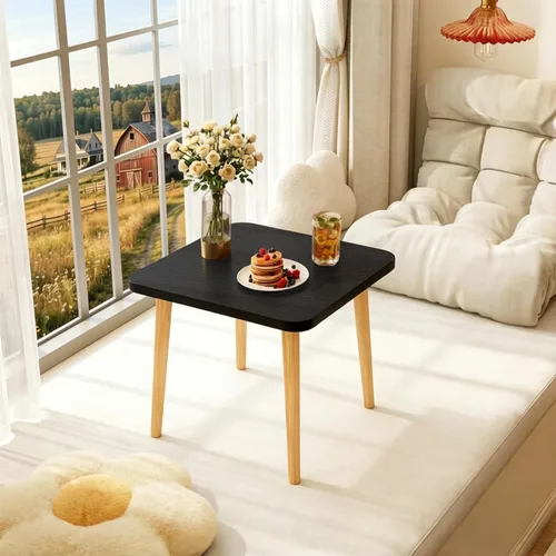 Vista 8 de Mesa auxiliar cuadrada pequeña para sala de estar, negro, 20 pulgadas