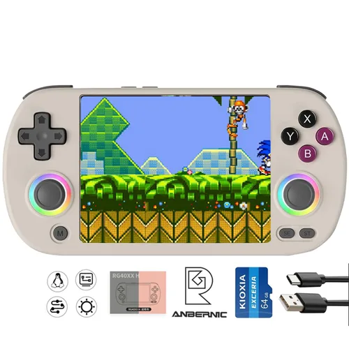 Vista 10 de RG40XX H Handheld Game Console RG40XXH Retro Gaming Console 4.0'' IPS Screen with 64G TF Card Pre-Installed Games Linux System Supports 5G WiFi
