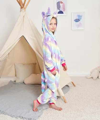 Vista 3 de Pijama de una pieza de unicornio para niños, disfraz de Halloween