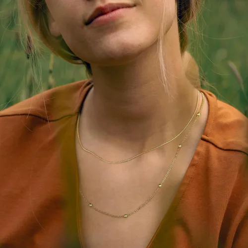 Vista 4 de IEFWELL Collar de cadena de oro para mujer, collares de oro de 14 quilates para mujer, collares de cadena de moda para mujer, joyería de oro de moda