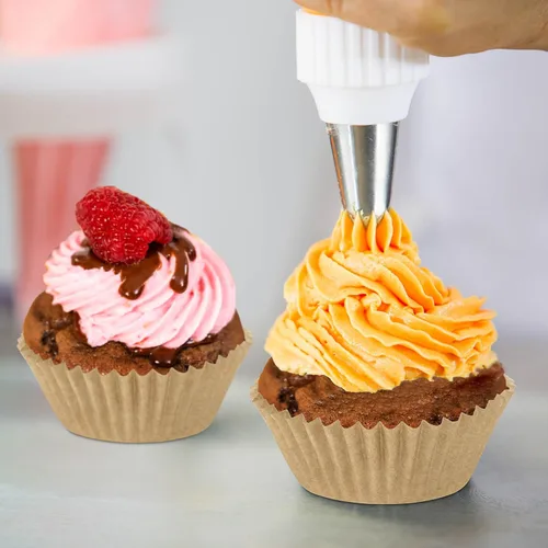 Vista 5 de Mini envoltorios naturales para magdalenas, forros para cupcakes, papel para hornear tazas, paquete de 400