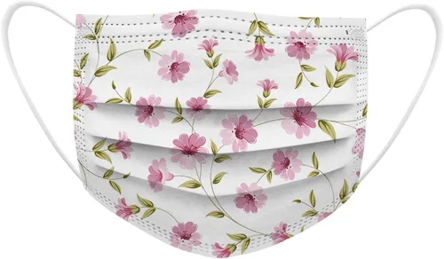 Vista 4 de 50 máscaras desechables para mujeres, diseño floral, día festivo, cuidado de la piel, para adultos, a prueba de polvo, máscara antipolvo para fiestas