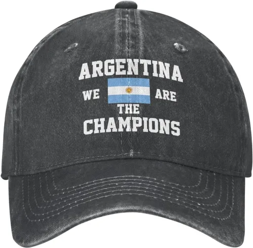 Vista 2 de We are The Champions - Gorra de béisbol con bandera argentina, de algodón, unisex, color negro, Negro