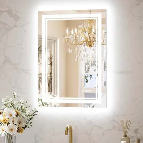 Vista 10 de Keonjinn Espejo de baño LED de 48 x 24 pulgadas con luz frontal