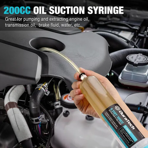 Vista 7 de DURATECH Extractor de Líquido Automotriz de 200CC, Bomba de Líquido con Tubos de Extensión Largos, Jeringa de Aceite con Potente Succión, Bomba