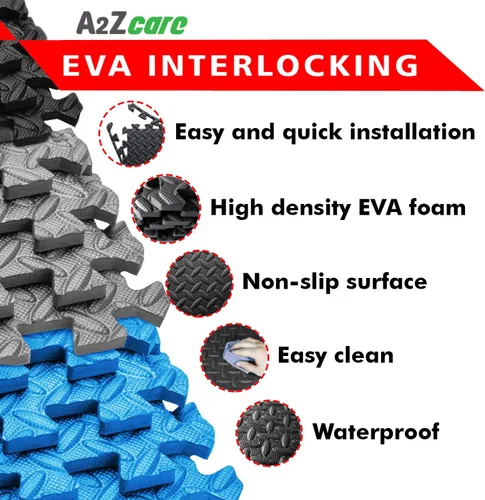 Vista 3 de A2ZCARE Tapete de ejercicio de rompecabezas con azulejos entrelazados de espuma EVA, alfombrillas entrelazadas para equipo de gimnasio, ideal
