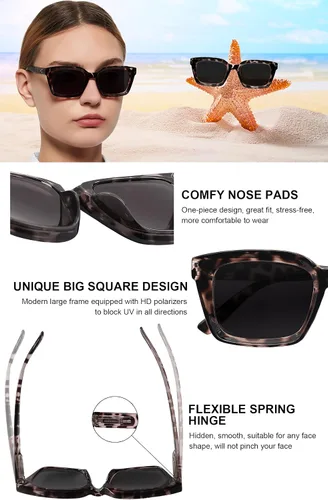 Vista 4 de MARE AZZURO Gafas de sol polarizadas de gran tamaño para mujeres y hombres, para conducir, pesca, deportes, protección UV400, para fiesta, playa, sol