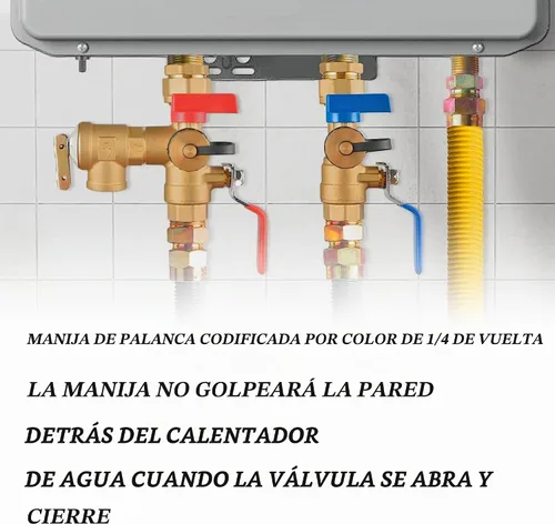 Vista 5 de LIULO TOOL Kit de válvula de servicio de calentador de agua sin tanque de aislamiento IPS de 3/4 pulgadas, con válvula de alivio de presión, latón