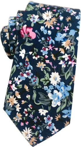 Vista 9 de Corbata de algodón floral para hombre, corbata delgada impresa de 2.56'' 01-Bean Pasta Rosa
