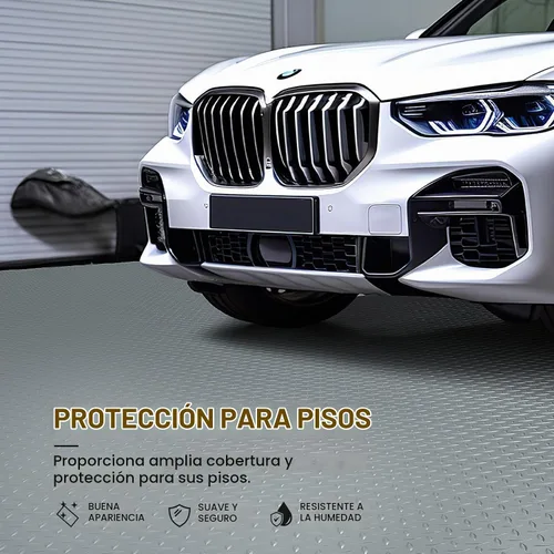Vista 2 de TUFFIOM Tapete de garaje de 4 x 8 pies, placa de diamante grueso de PVC, rollo de suelo para debajo del automóvil, tapetes de estacionamiento