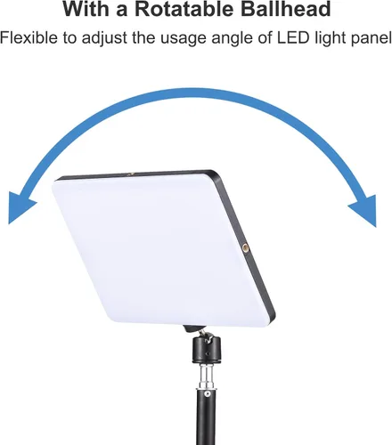 Vista 7 de Andoer Kit de luz de video LED de 45 W, panel de luz de relleno de fotografía de 2800 K-6500 K, brillo ajustable Ra96+ con soporte de luz