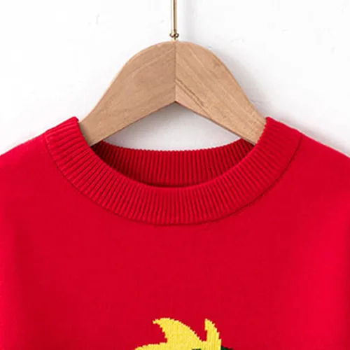 Vista 4 de QIUYI Boys Girls Cartoon Dinosaur Print Long Sleeve Pullover Baby Fall Winter Knit Sweater for 2 to 7Y