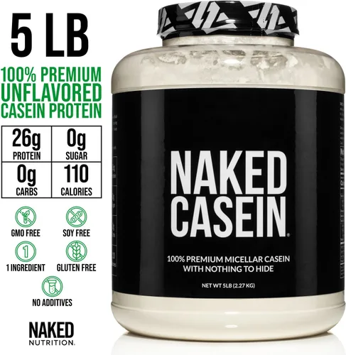 Vista 4 de NAKED Paquete de proteínas alimentadas con pasto: suero de leche sin sabor de 5LB y caseína sin sabor de 5 libras