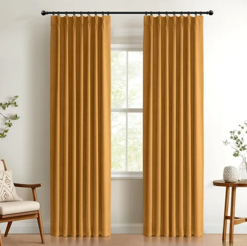Vista 15 de 100% Blackout Shield Cortinas opacas con textura y aspecto de lino de 72 pulgadas de largo, juego de 2 paneles de cortinas opacas de lino sintético
