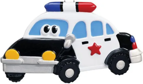 Vista 2 de Lydia Gifts Adorno personalizado para árbol de Navidad 2024 para oficiales de policía, adorno personalizado de juguete de coche de policía, recuerdo