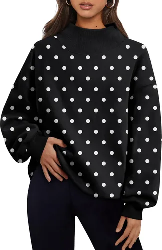 Vista 45 de Trendy Queen Sudaderas de cuello alto para mujer, de gran tamaño, trajes de Albaricoque