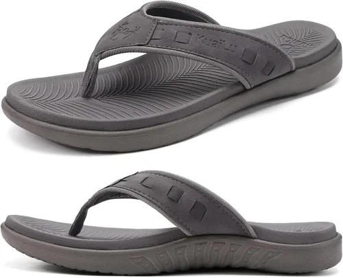 Vista 9 de KuaiLu - Sandalias deportivas para hombre con soporte de arco ortopédico estilo tanga con soporte para fascitis plantar para exteriores, de verano