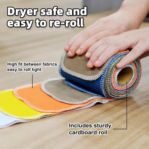 Vista 3 de Chloven Rollo de papel higiénico reutilizable lavable, paquete de 48 toallas de tela de algodón, toallitas absorbentes enrollables, pañuelos