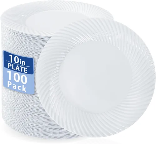 Vista 11 de I00000 - Platos de plástico azul de 7 pulgadas, 100 platos desechables de postre resistentes, platos de ensalada azules desechables, platos duros