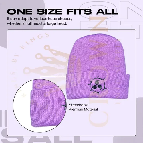 Vista 4 de Gorro de invierno de anime para hombres y mujeres, gorro de punto con puños, cómodo y suave, bordado de anime
