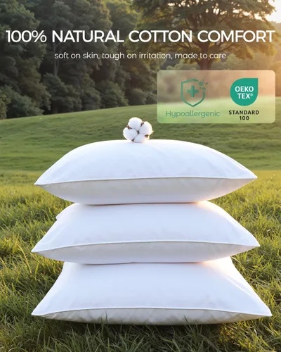 Vista 5 de FAUNNA Funda de edredón 100% algodón, a prueba de insectos y ácaros, hipoalergénica, tamaño Queen, paquete de 4 protectores de almohada estándar