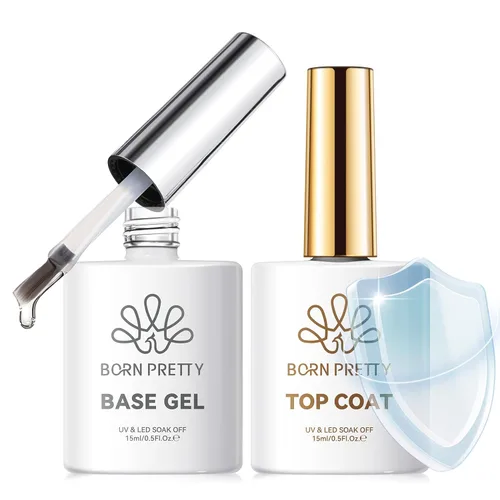 Vista 40 de Born Pretty Juego de Base y Capa Superior de 2 Piezas, Capa Superior de Alto Brillo, Gel Base para Uñas de Larga Duración con Acabado Brillante Base