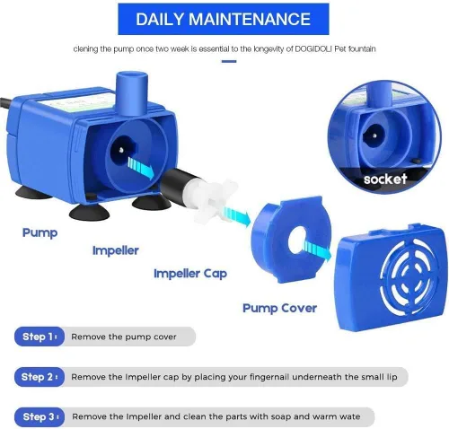 Vista 2 de Bomba de repuesto para fuente de flores y gatos, sumergible de 12 V, motor eléctrico compatible ultra silencioso, fuente de bebida para mascotas