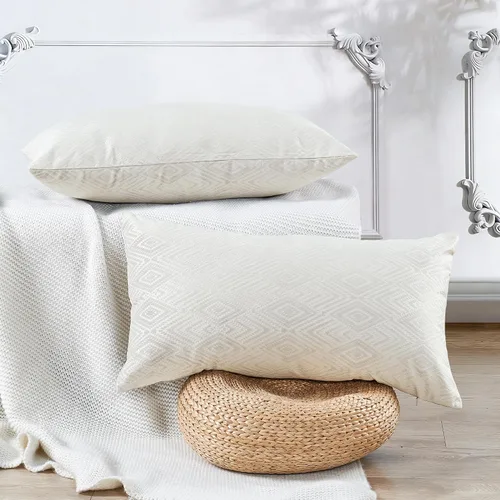 Vista 16 de Juego de 4 fundas de almohada cuadradas decorativas de terciopelo con diamantes de 20 x 20 pulgadas, fundas de almohada geométricas suaves para Aqua