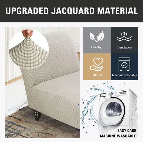 Vista 6 de IMYOGI Fundas elásticas para sofá de alta elasticidad, funda para diván Longue sin brazos para sala de estar, antideslizante, lavable, protector