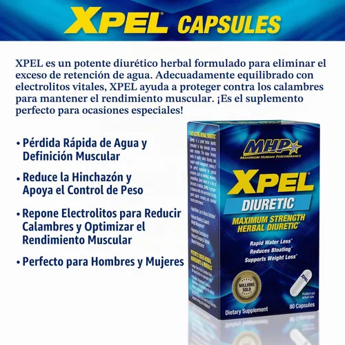 Vista 2 de 80 cápsulas diuréticas para máxima fuerza de MHP Xpel