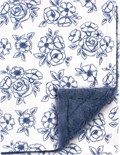 Vista 19 de Hudson Baby Infant Girl Plush Blanket with Furry Binding and Back, Navy Bold Floral, One Size (Pack of 2)