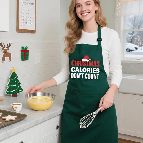 Vista 5 de Delantales de Navidad para mujeres y hombres con 2 bolsillos, delantales de cocina ajustables para cocinar hornear, regalo de vacaciones para amigos