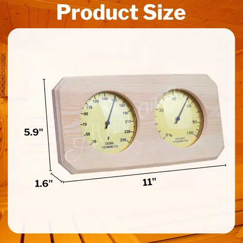 Vista 7 de Termómetro de sauna de madera 2 en 1, termómetro de sauna Atarvana para interiores, higrómetro, accesorios para sala de hotel y sauna, accesorio