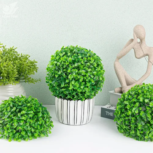 Vista 3 de Azure Zone, Juego de 2 bolas decorativas de plantas artificiales para decoración del hogar de boda