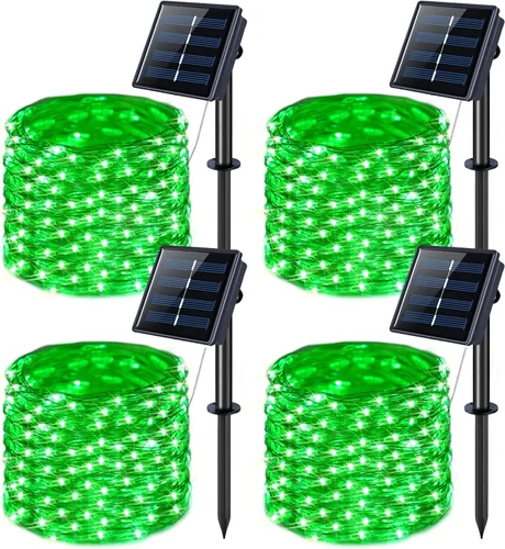 Vista 17 de JMEXSUSS Paquete de 2 luces solares de Navidad impermeables para exteriores, 100 LED de 33 pies, color blanco y multicolor, luces solares de hadas