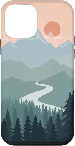 Vista 16 de Boho Chic Pines Forest Mountains Landscape Minimal Sunset Case for iPhone 16