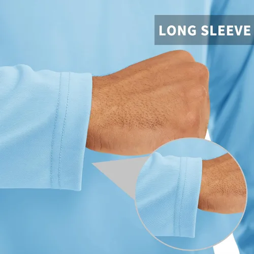 Vista 5 de CRYSULLY Camisas de pesca para hombre con protección solar UPF 50+ de manga larga y cremallera de 14