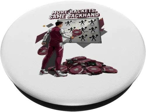 Vista 2 de More Rackets Same Backhand Funny Padel Player Illustration PopSockets Adhesive PopGrip