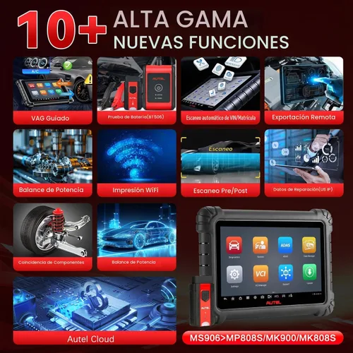 Vista 8 de Autel MaxiSys MS906 MAX Escáner 2026 Hasta MS906Pro OE Coding 40+Servicios V2.0 de MK908II MP900BT Kit Lite de Elite II Pro 3000+Pruebas Sistema