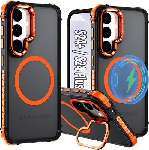 Vista 22 de para Galaxy S24 Plus Funda Magnética, Funda Resistente y Rugosa con Protección contra Caídas [Compatible con Carga Inalámbrica Rápida] Funda